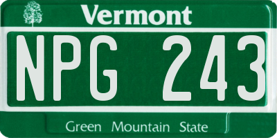 VT license plate NPG243