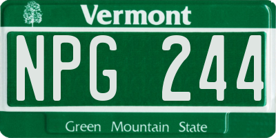VT license plate NPG244