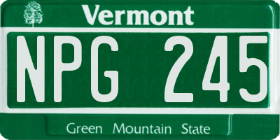VT license plate NPG245