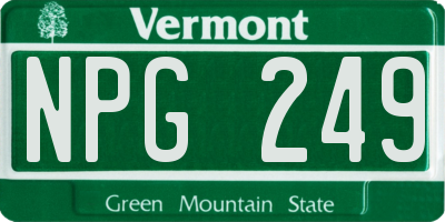 VT license plate NPG249