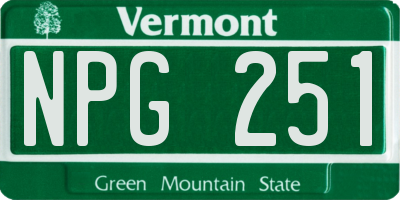 VT license plate NPG251