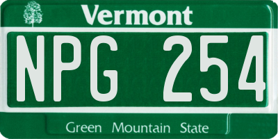 VT license plate NPG254