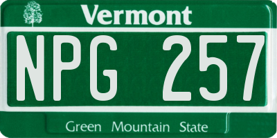 VT license plate NPG257