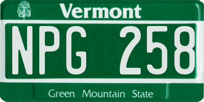 VT license plate NPG258