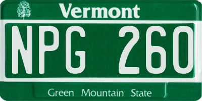 VT license plate NPG260