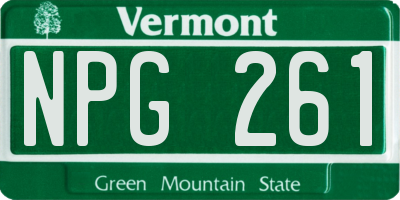 VT license plate NPG261