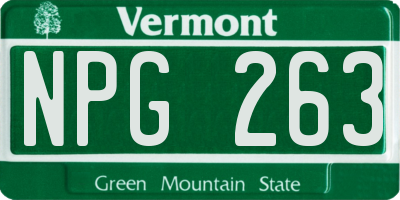VT license plate NPG263