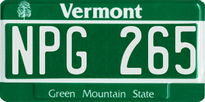 VT license plate NPG265