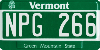 VT license plate NPG266