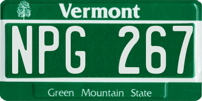 VT license plate NPG267
