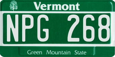VT license plate NPG268