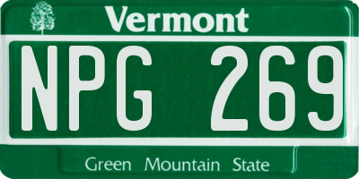 VT license plate NPG269