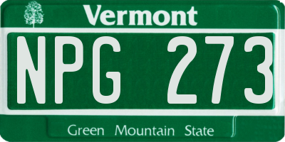 VT license plate NPG273
