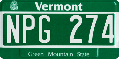 VT license plate NPG274