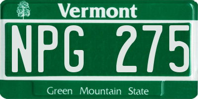 VT license plate NPG275