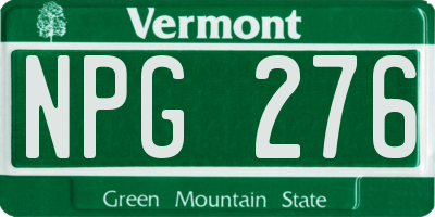 VT license plate NPG276