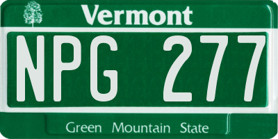 VT license plate NPG277