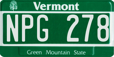 VT license plate NPG278
