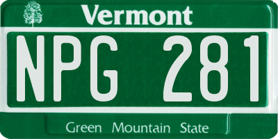 VT license plate NPG281