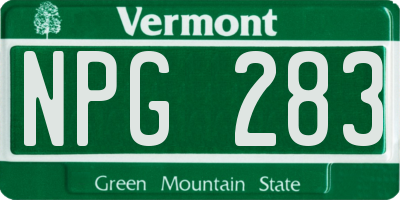 VT license plate NPG283