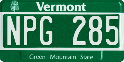 VT license plate NPG285