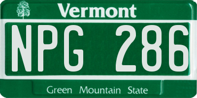 VT license plate NPG286