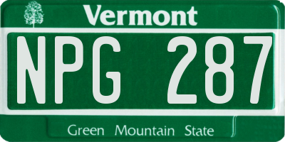 VT license plate NPG287