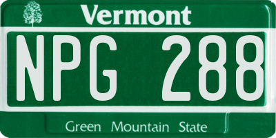 VT license plate NPG288