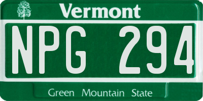 VT license plate NPG294
