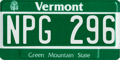 VT license plate NPG296
