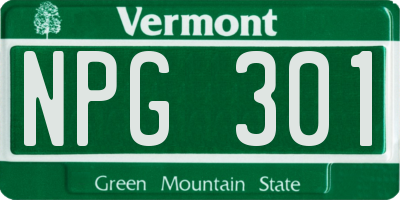 VT license plate NPG301
