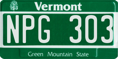 VT license plate NPG303