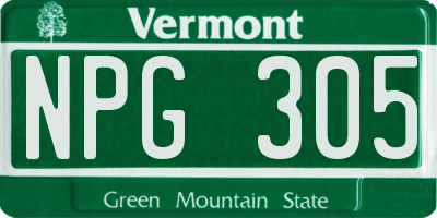VT license plate NPG305