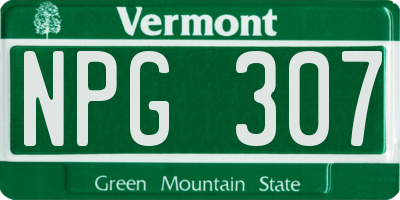 VT license plate NPG307