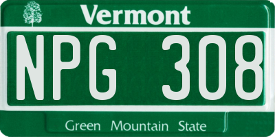 VT license plate NPG308