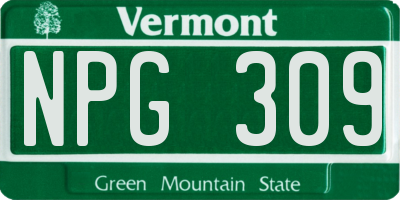 VT license plate NPG309