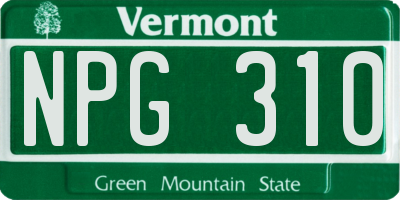 VT license plate NPG310