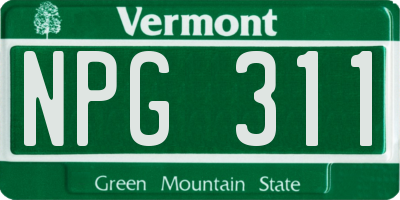 VT license plate NPG311