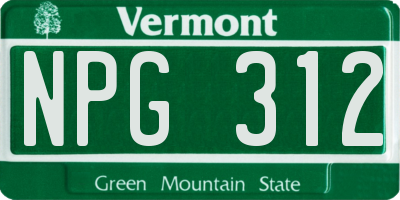 VT license plate NPG312