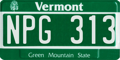 VT license plate NPG313