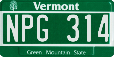 VT license plate NPG314