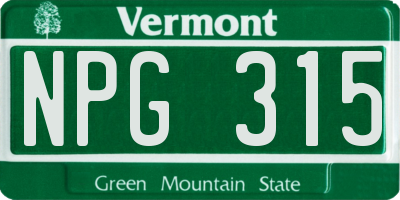 VT license plate NPG315