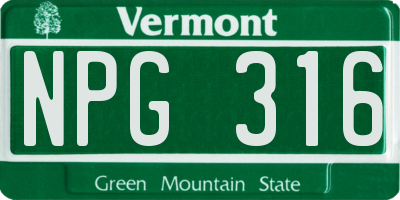 VT license plate NPG316