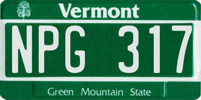 VT license plate NPG317