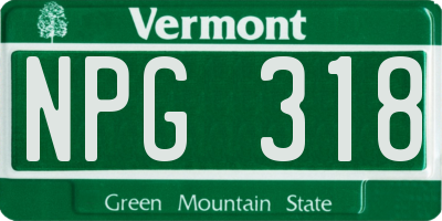 VT license plate NPG318