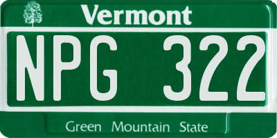 VT license plate NPG322