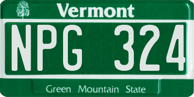 VT license plate NPG324