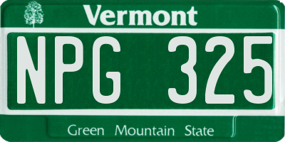 VT license plate NPG325