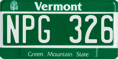 VT license plate NPG326