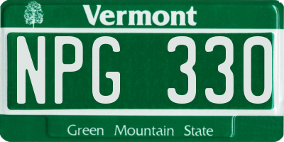VT license plate NPG330